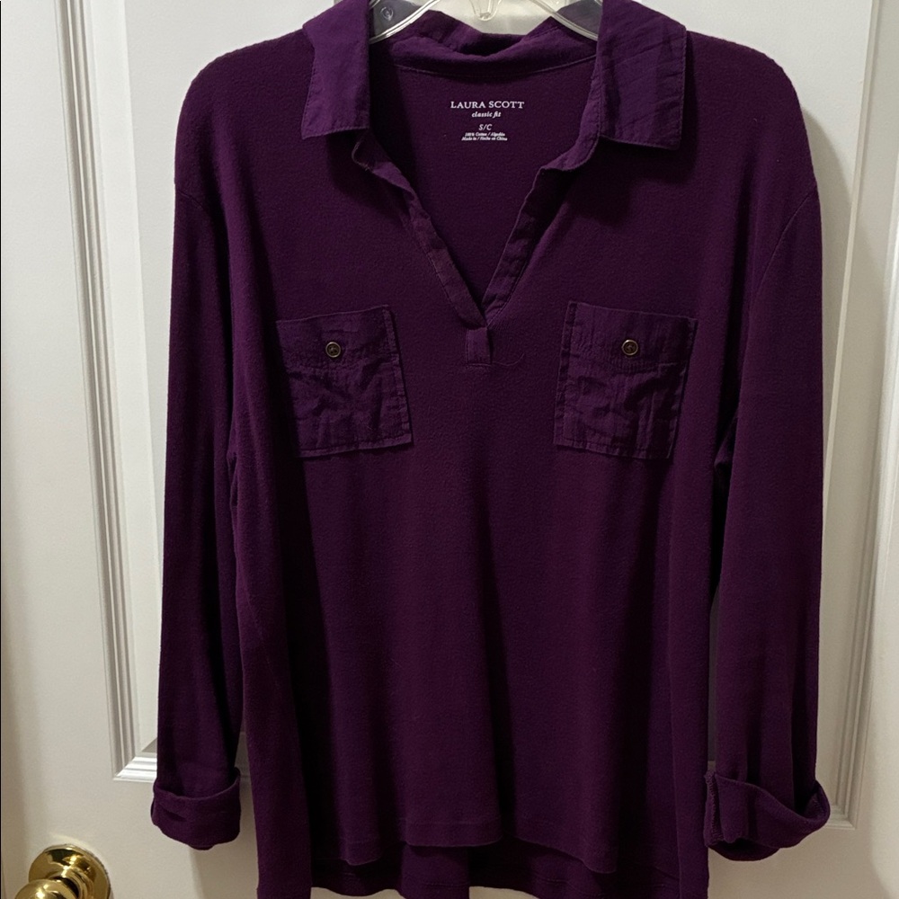 Laura Scott Women's Deep Purple Button Down Shirt